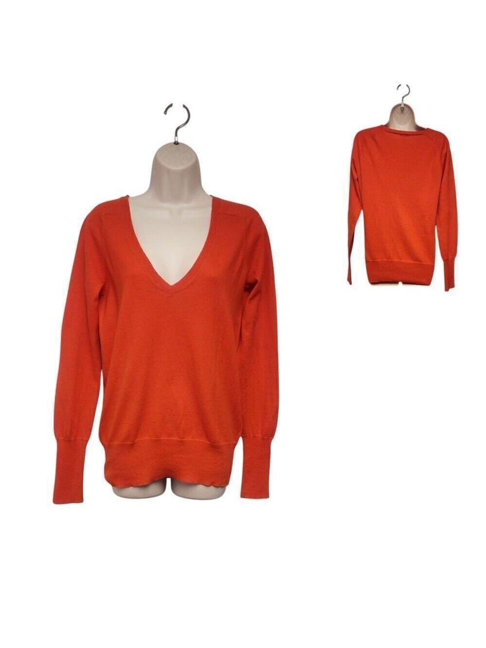 J CrewWomen V-Neck Long Sleeve Orange Casual Tunic Sweater Size Medium